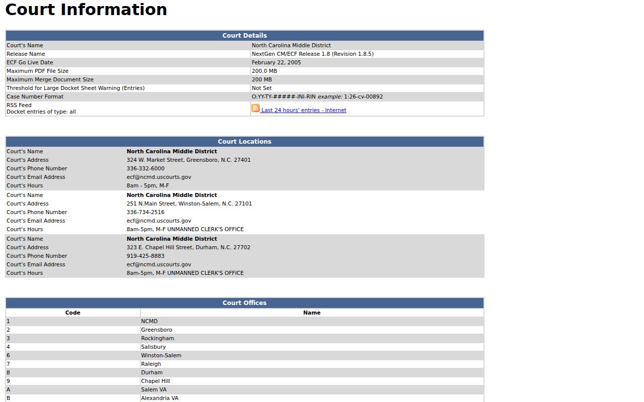 Person County court records federal CM ECF information
