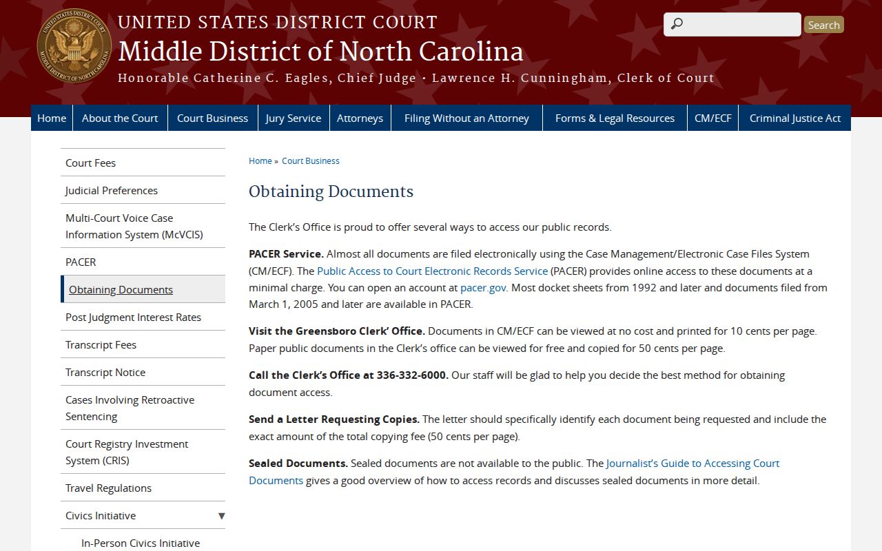 Person County court records federal document access