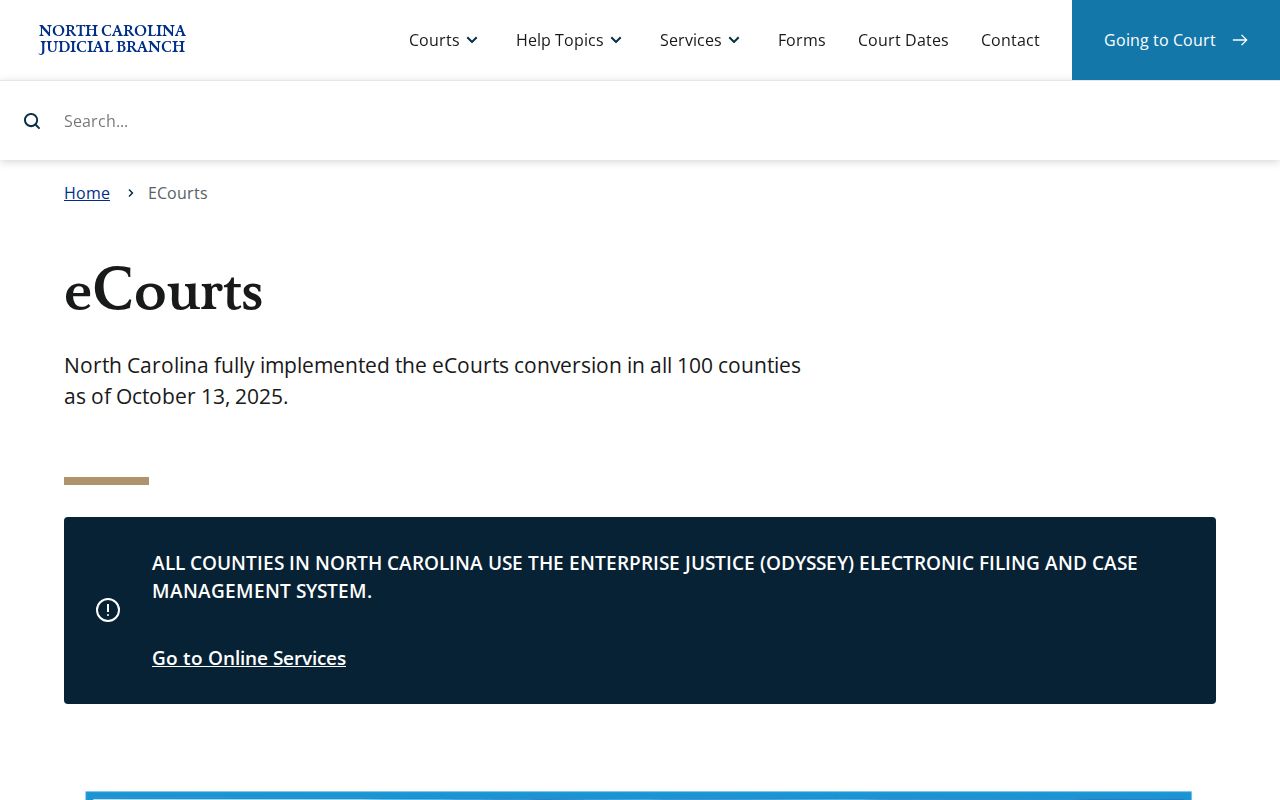 Person County court docket North Carolina eCourts program