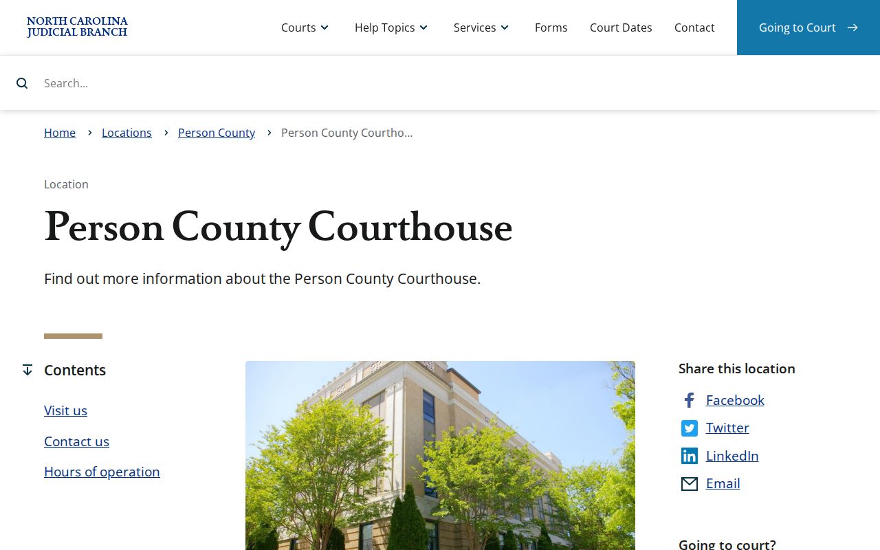 Person County court docket courthouse access