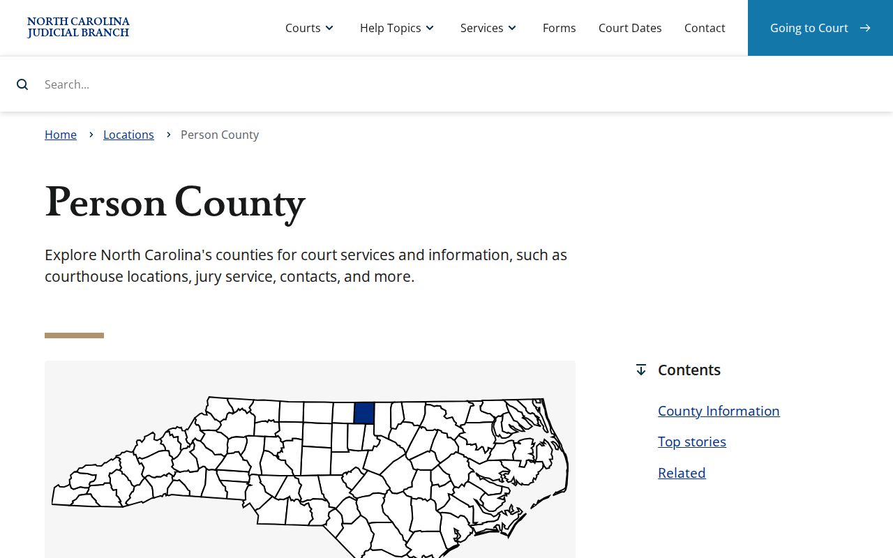 Person County court docket Judicial Branch location page