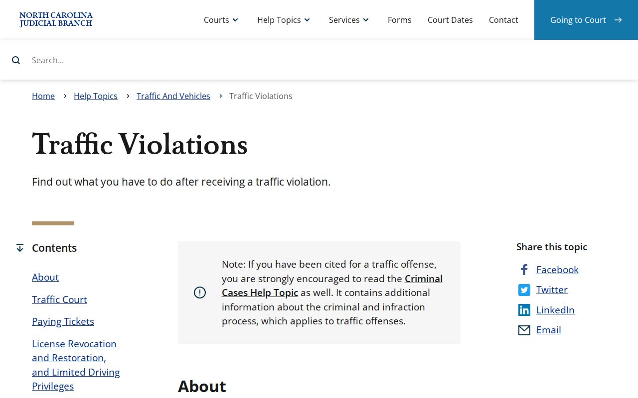 Person County traffic court records North Carolina traffic violations guidance
